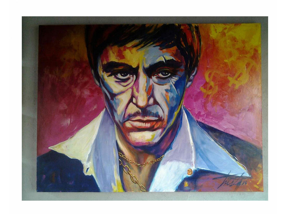 Pintura de Al Pacino Technicolor Scarface-MUEBLERIA GOT MUEBLES MONTERREY